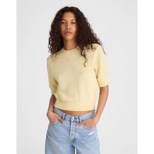 NWT Madewell Textural-Stitch Crewneck Sweater Short Sleeve Pineapple XXS